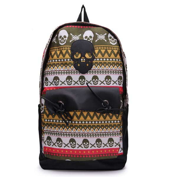 Fashion Students Backpack Skull Unisex Canvas Schoolbag Rucksack